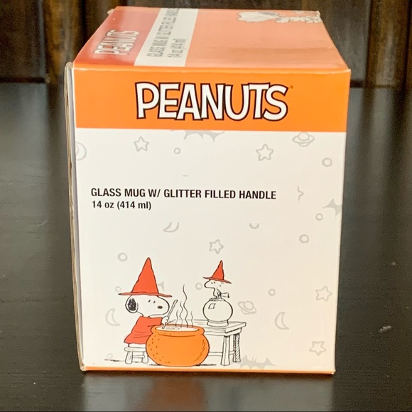 Peanuts 14oz Glass Halloween Mug - Snoopy Woodstock Jack O’ Lantern Candy Corn - Picture 9 of 9